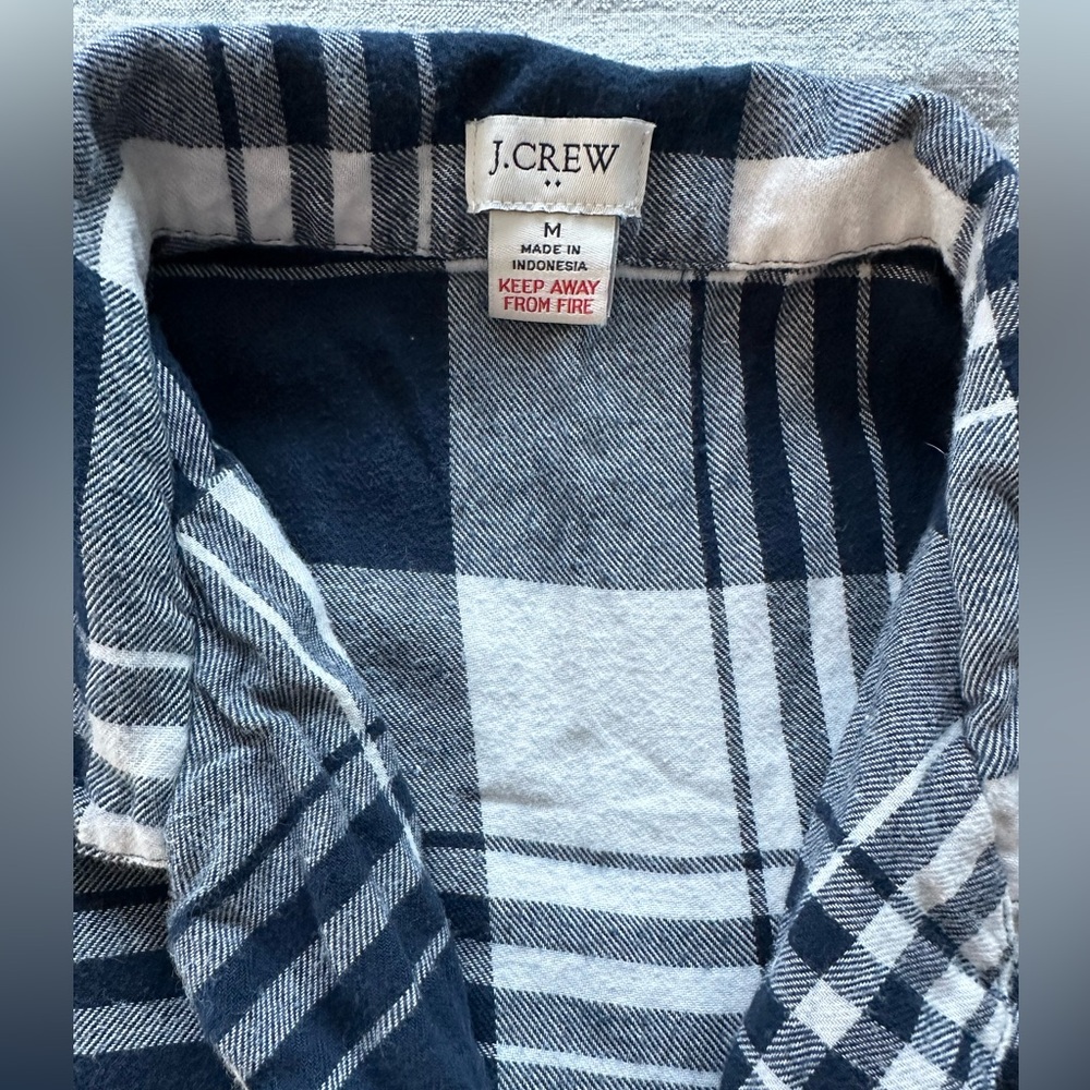 J. Crew Navy and White Plaid Flannel Pajama set - Picture 6 of 10